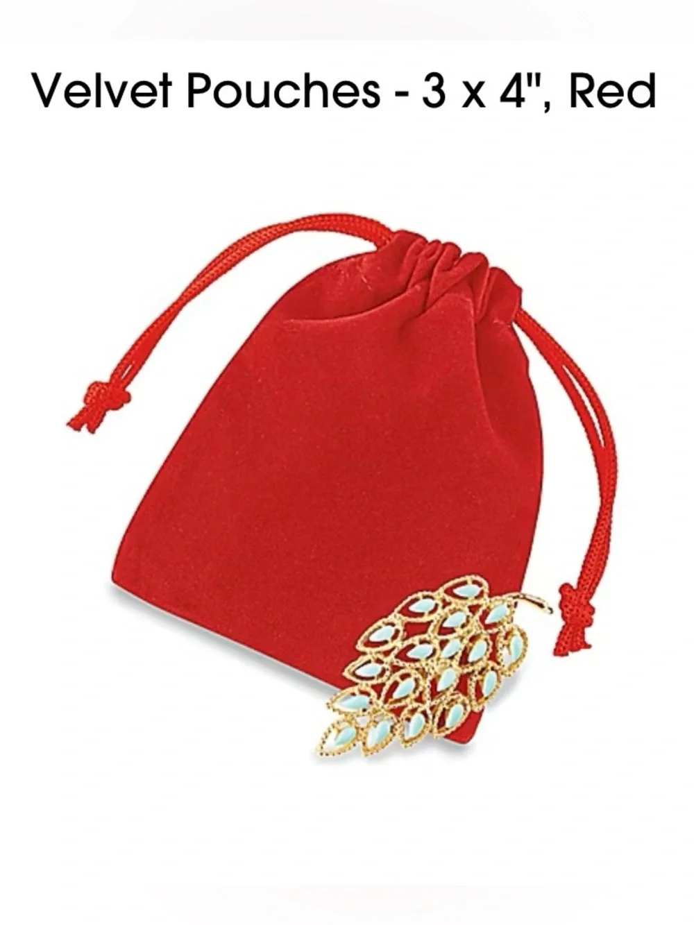 100 Pack Red Velvet Drawstring Pouches - 3 x 4